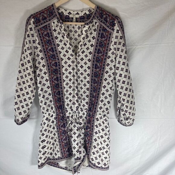 Joie Akeela White Print Long Sleeve Romper Sz XS - Picture 3 of 13